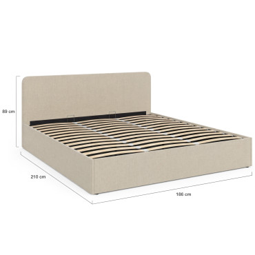Lit coffre Louise 180x200cm tissu beige