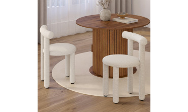 Chaises Rania tissu bouclette crème - lot de 2