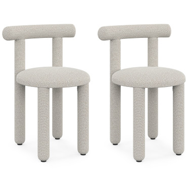 Chaises Rania tissu bouclette crème - lot de 2