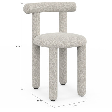 Chaises Rania tissu bouclette crème - lot de 2