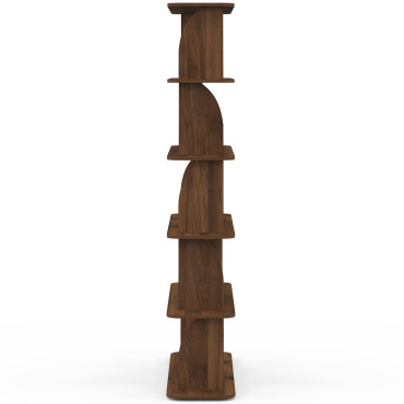 Etagère Japandi asymétrique 5 niveaux effet noyer