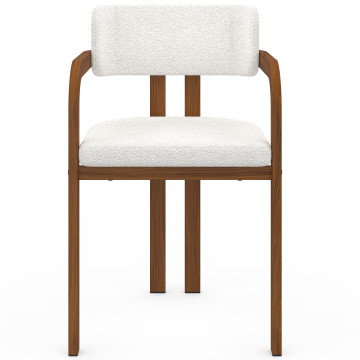 Chaises Elsa avec accoudoirs bouclette pieds effet noyer - lot de 4