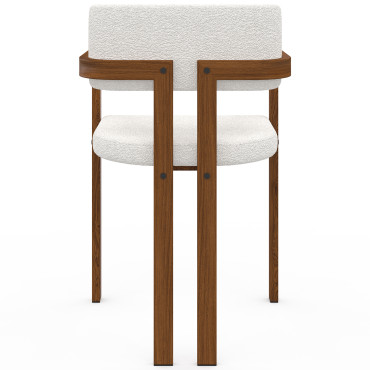 Chaises Elsa avec accoudoirs bouclette pieds effet noyer - lot de 4