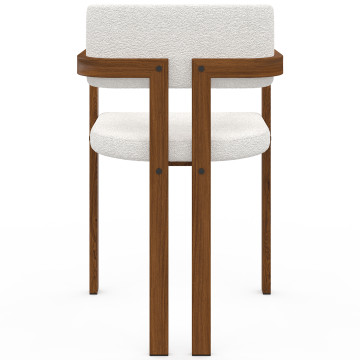 Chaises Elsa avec accoudoirs bouclette pieds effet noyer - lot de 4