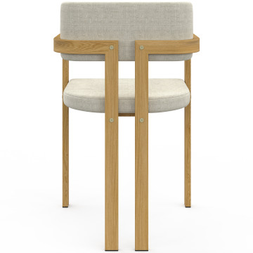 Chaises Elsa avec accoudoirs tissu beige pieds effet bois - lot de 6