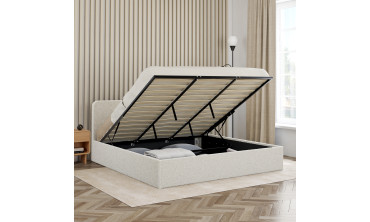 Lit coffre Louise 180x200cm tissu bouclette