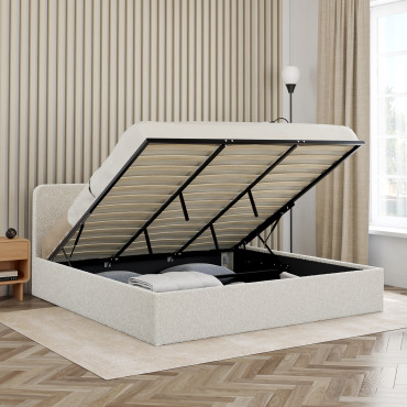 Lit coffre Louise 180x200cm tissu bouclette