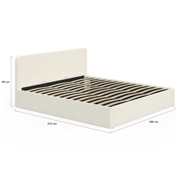 Lit coffre Louise 180x200cm tissu bouclette