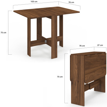 Table à manger dépliable Andy effet noyer