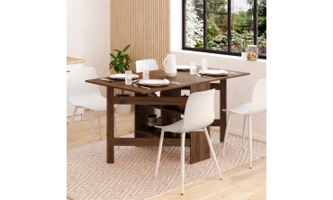 Table à manger dépliable Andy avec rangement effet noyer