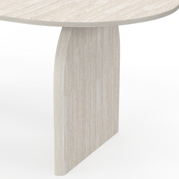 Table à manger extensible Japandi 160-200cm effet travertin