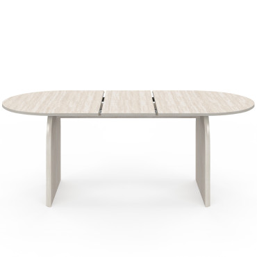 Table à manger extensible Japandi 160-200cm effet travertin