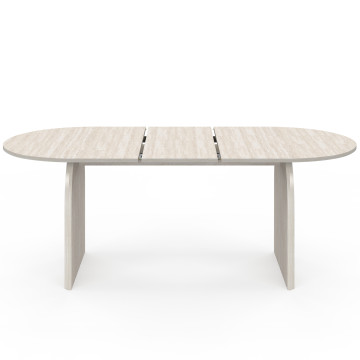 Table à manger extensible Japandi 160-200cm effet travertin