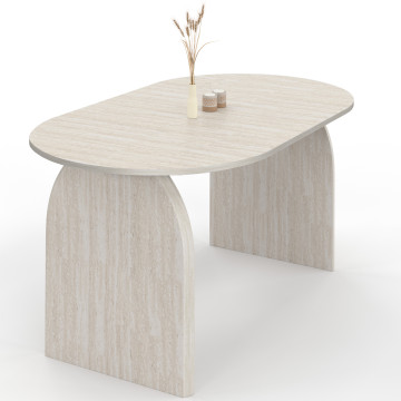 Table à manger extensible Japandi 160-200cm effet travertin