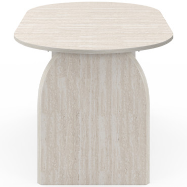 Table à manger extensible Japandi 160-200cm effet travertin