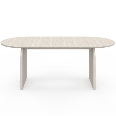 Table à manger extensible Japandi 160-200cm effet travertin