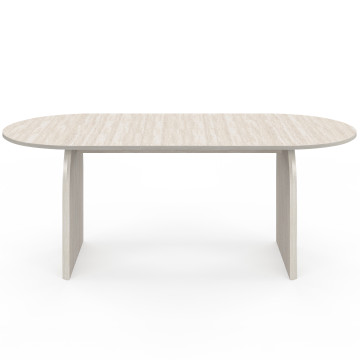 Table à manger extensible Japandi 160-200cm effet travertin