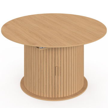 Table à manger ronde extensible Albane avec rangement Ø140-200cm