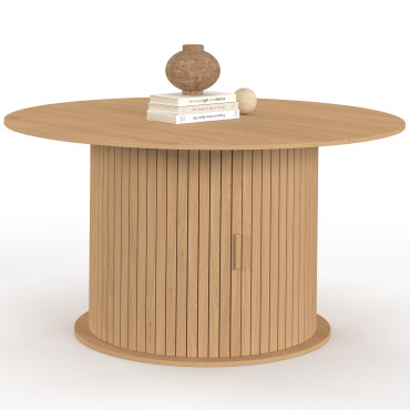 Table à manger ronde extensible Albane avec rangement Ø140-200cm