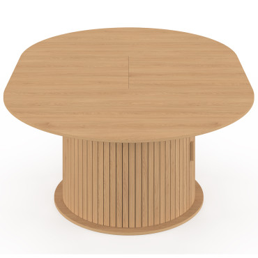 Table à manger ronde extensible Albane avec rangement Ø140-200cm
