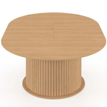 Table à manger ronde extensible Albane avec rangement Ø140-200cm