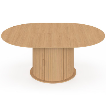 Table à manger ronde extensible Albane avec rangement Ø140-200cm