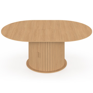 Table à manger ronde extensible Albane avec rangement Ø140-200cm