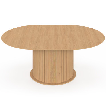 Table à manger ronde extensible Albane avec rangement Ø140-200cm