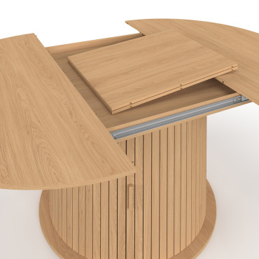 Table à manger ronde extensible Albane avec rangement Ø140-200cm