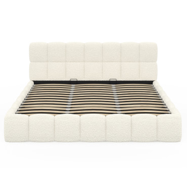 Lit coffre Bubble 180x200cm bouclette blanche