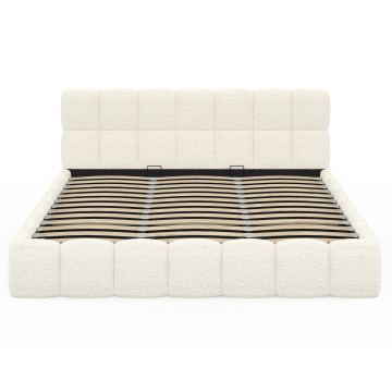 Lit coffre Bubble 180x200cm bouclette blanche
