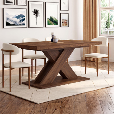 Table à manger extensible Alexia effet noyer 160-200cm