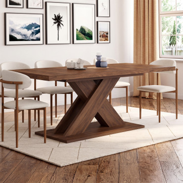 Table à manger extensible Alexia effet noyer 160-200cm
