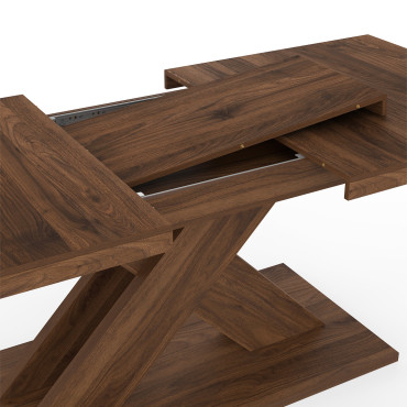 Table à manger extensible Alexia effet noyer 160-200cm