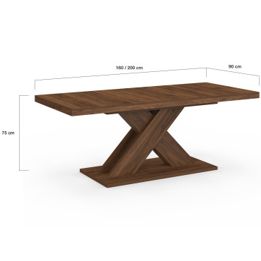 Table à manger extensible Alexia effet noyer 160-200cm