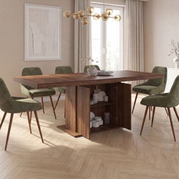 Table à manger extensible Tania effet noyer 160-200cm