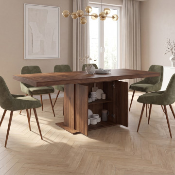Table à manger extensible Tania effet noyer 160-200cm