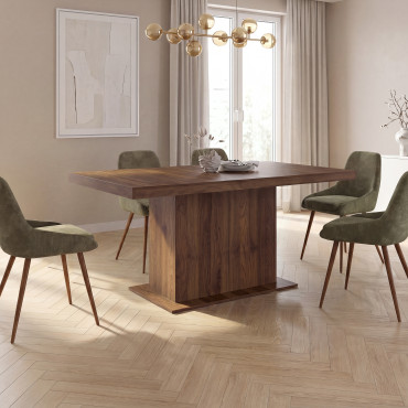 Table à manger extensible Tania effet noyer 160-200cm