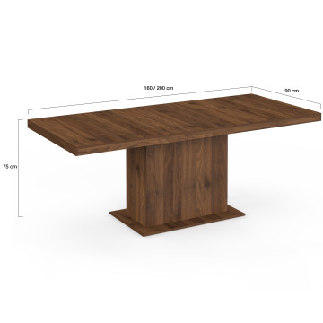 Table à manger extensible Tania effet noyer 160-200cm