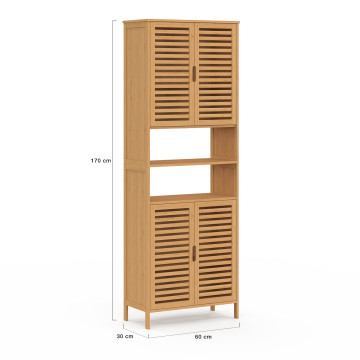 Armoire salle de bain Maya bambou 4 portes