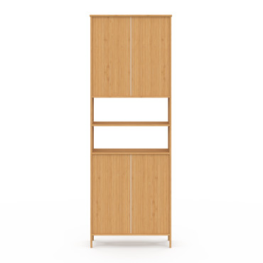Armoire salle de bain Maya bambou 4 portes