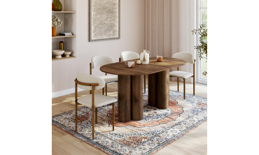 Table à manger ronde extensible Olympia effet noyer Ø160-200cm