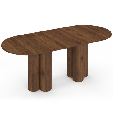 Table à manger ronde extensible Olympia effet noyer Ø160-200cm