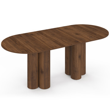 Table à manger ronde extensible Olympia effet noyer Ø160-200cm