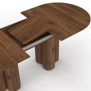 Table à manger ronde extensible Olympia effet noyer Ø160-200cm