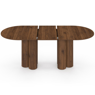 Table à manger ronde extensible Olympia effet noyer Ø160-200cm