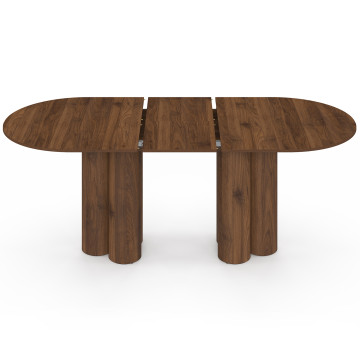 Table à manger ronde extensible Olympia effet noyer Ø160-200cm