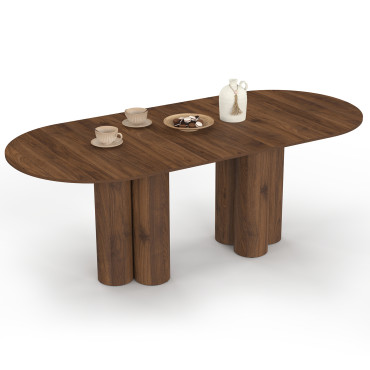 Table à manger ronde extensible Olympia effet noyer Ø160-200cm