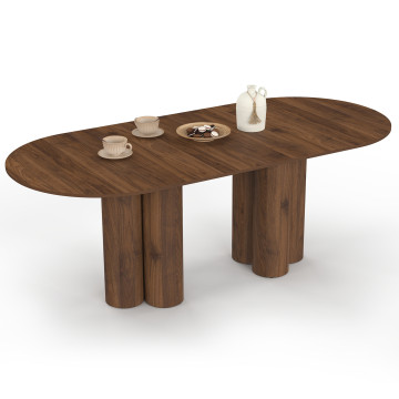 Table à manger ronde extensible Olympia effet noyer Ø160-200cm
