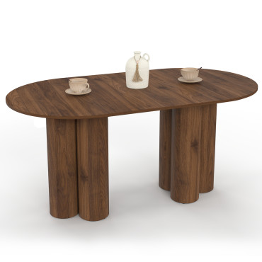 Table à manger ronde extensible Olympia effet noyer Ø160-200cm